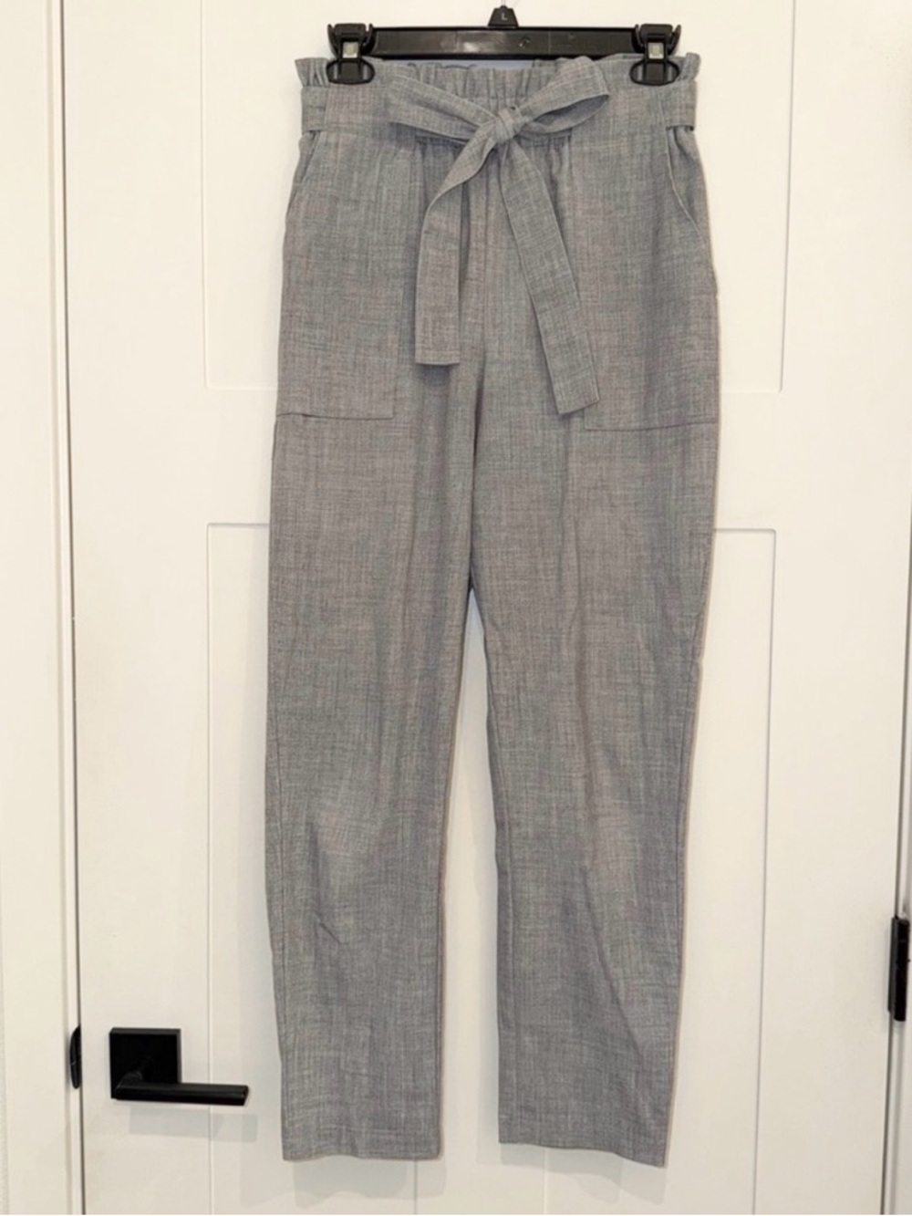 Gray Tie-Waist Women's Trousers
